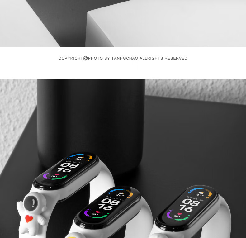 uhada小米手环56nfc版腕带34代通用智能手环替换带个性潮宇航员公仔