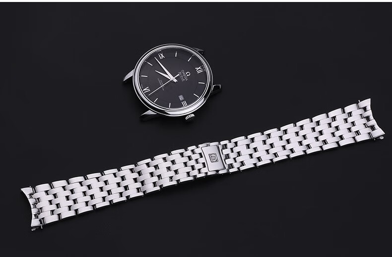 适配于omega欧米茄表带适用蝶飞424系列表款折叠扣钢带男款表链18k全