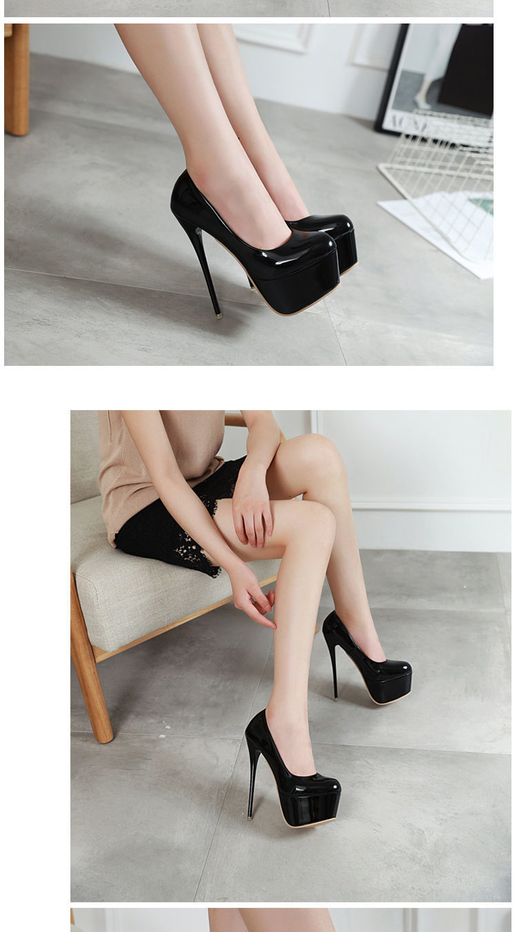 高跟鞋大码2022春夏恨天高16厘米超高跟鞋职业工作鞋演出细跟单鞋防水