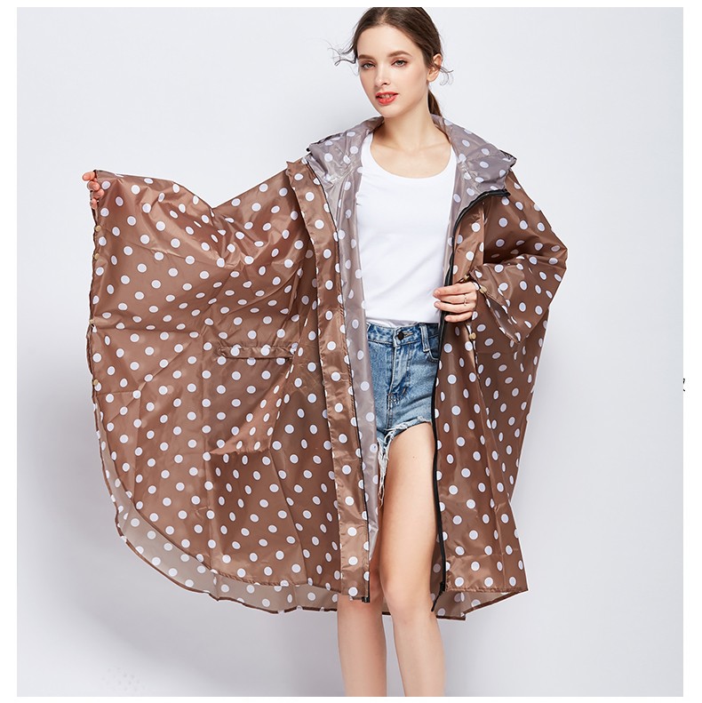 freesmily圆点斗篷雨衣学生女男长款户外走路骑行漂流大码玩水服防