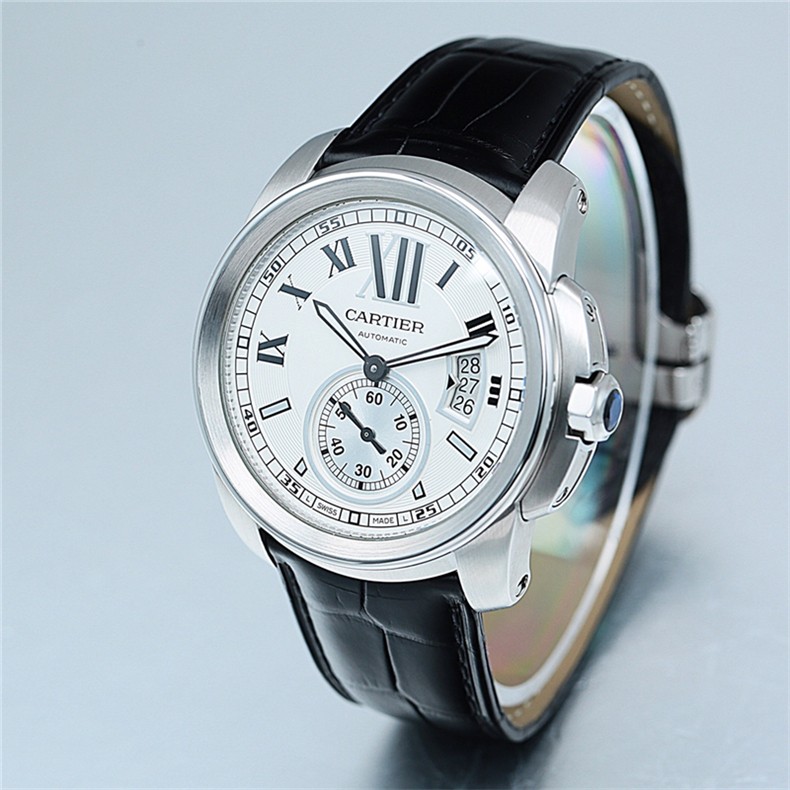 二手95新卡地亚卡列博系列日历功能42mm自动机械男士手表w7100037