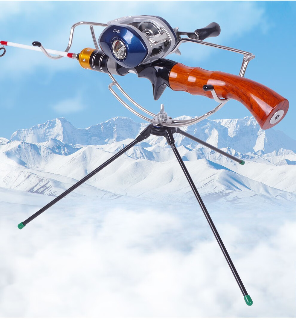 三角冬钓冰钓竿支架冰钓杆小支架折叠筏杆筏钓支架便携炮台架子冰钓