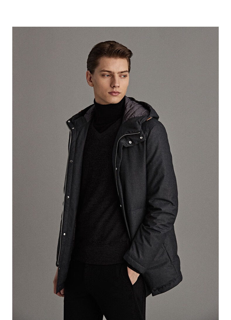 ports宝姿男装秋冬新款新品男装长袖中长款羽绒服mn9w117jzw020