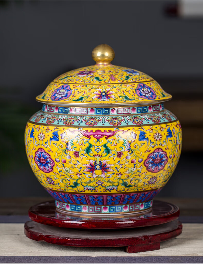 景韵雅成 景德镇陶瓷器复古珐琅彩茶叶罐 客厅茶室茶桌七子饼散茶存茶