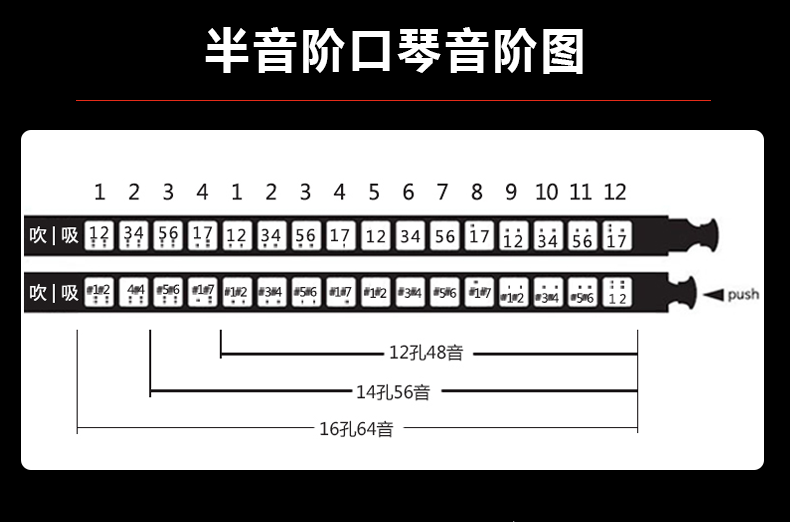 追梦人半音阶口琴 日本进口音簧 16孔半音阶专业演奏口琴