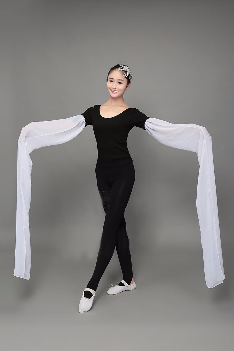 藏族舞古典舞蹈水袖袖子舞渐变水袖练习水袖不连身白色