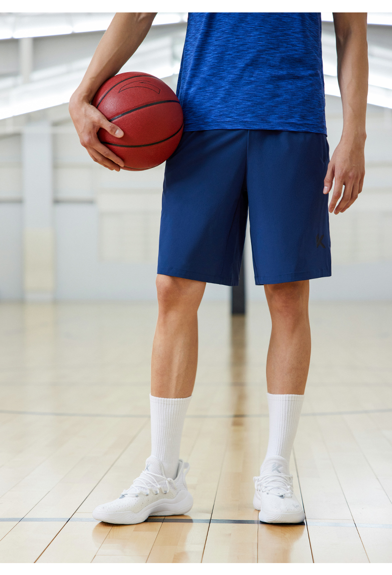 安踏篮球裤短裤男2021新款汤普森kt运动透气训练短裤五分裤男 基础黑