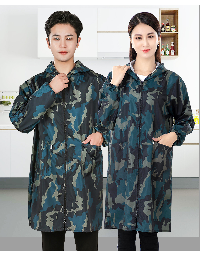 罩衣大人家用厨房做饭防油长袖上衣女防水防脏工作服外套工装粉色迷彩