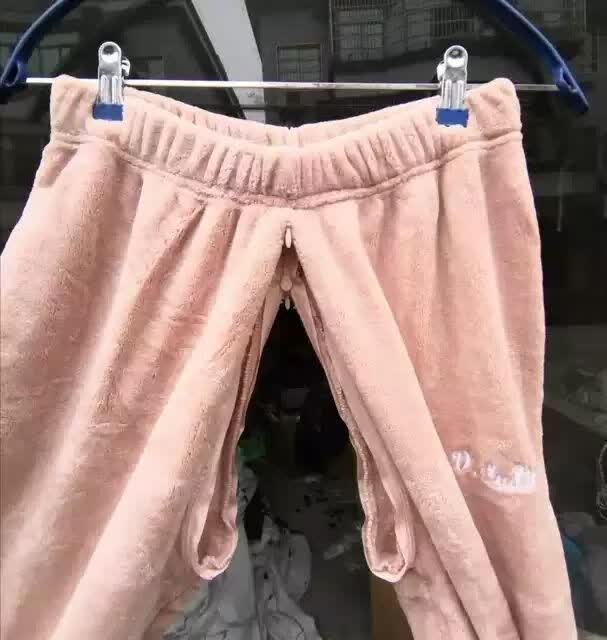 冬季加绒暖暖裤裆u型大开口拉链大开口裤子方便外穿男女灰色呢男女均