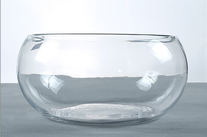 透明圆玻璃鼓缸金鱼缸乌龟缸玻璃圆盆小鱼缸扁形水培花盆 肚径20(32个