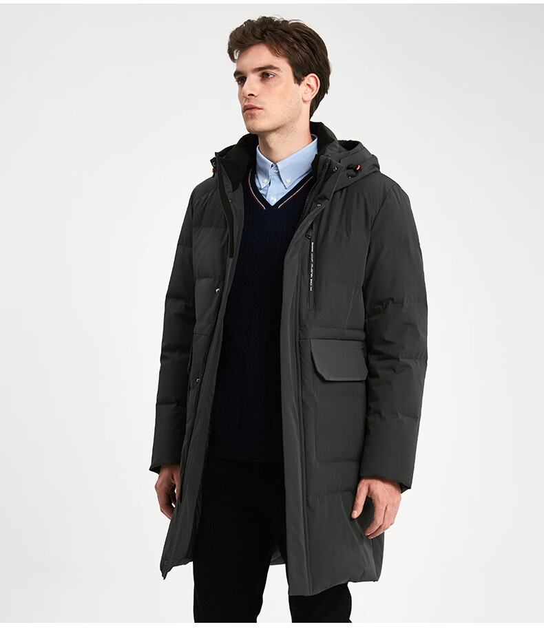 雪伦鹅绒羽绒服男中长款秋冬外套可脱卸帽休闲商场同款sharon20621