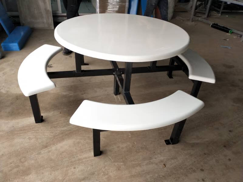 sivir快餐桌椅新款八人位连体餐桌圆形食堂桌椅小吃店