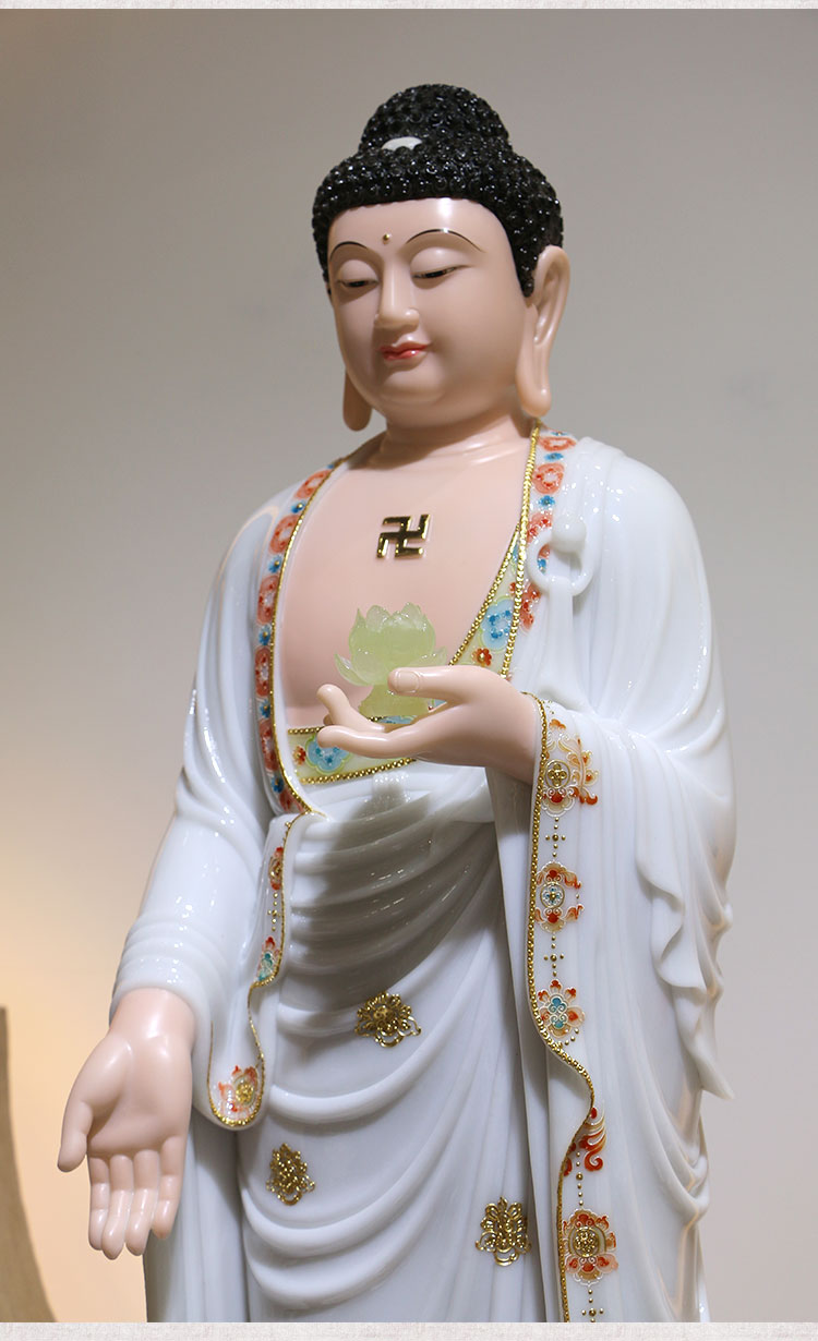 三漫陀如来佛汉白玉阿弥陀佛佛像三宝佛三世佛释迦牟尼佛站像摆件佛教