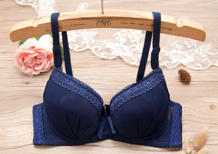 少女文胸有钢圈小胸聚拢高中生大学生内衣中模杯胸罩薄款 771#天蓝色