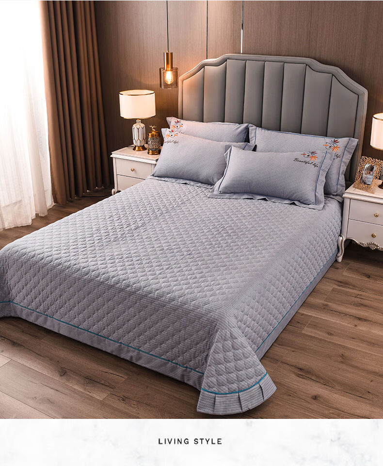 纯棉床盖双面两用床单件夹棉全棉防滑三件套韩国外贸出口韩式高端