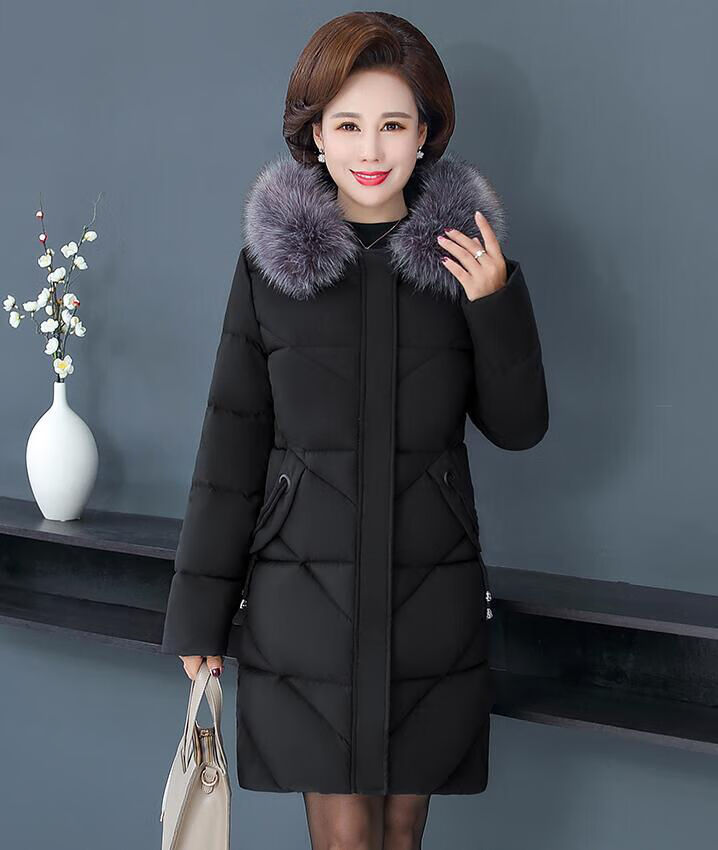 下雪中飞羽绒服女中老年妈妈装中长款大码显瘦白鸭绒加厚外套爆款清仓