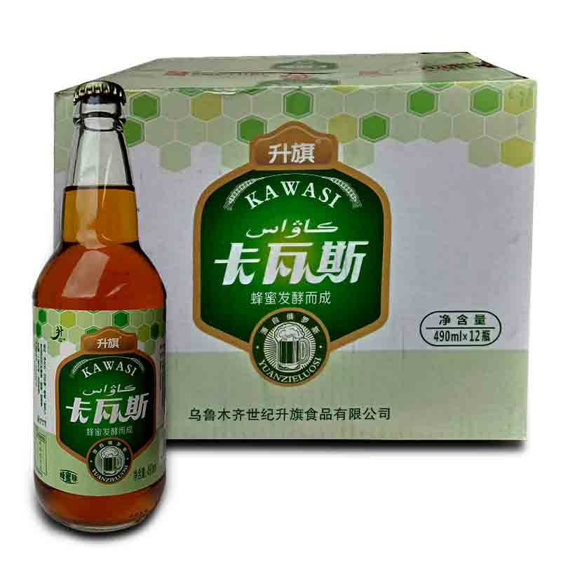 5折 新疆升旗卡瓦斯格瓦斯490ml*12瓶特产蜂蜜发酵碳酸饮料