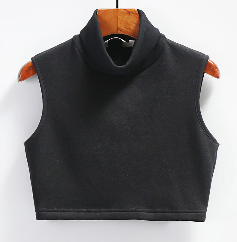 buupnn高领短款保暖背心女秋冬季半截无袖护胸内衣加绒加厚堆堆领打底