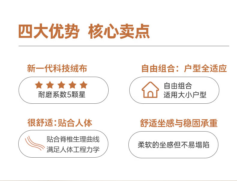 季勤 沙发 侘寂风科技布沙发方块沙发客厅简约现代大小户型轻奢转角贵妃拼色沙发乳胶沙发布艺沙发 升级坐感【蛇形弹簧+实木框架】大三人位【2.6米】 三防猫抓布+4cm原浆乳胶+高回弹海绵