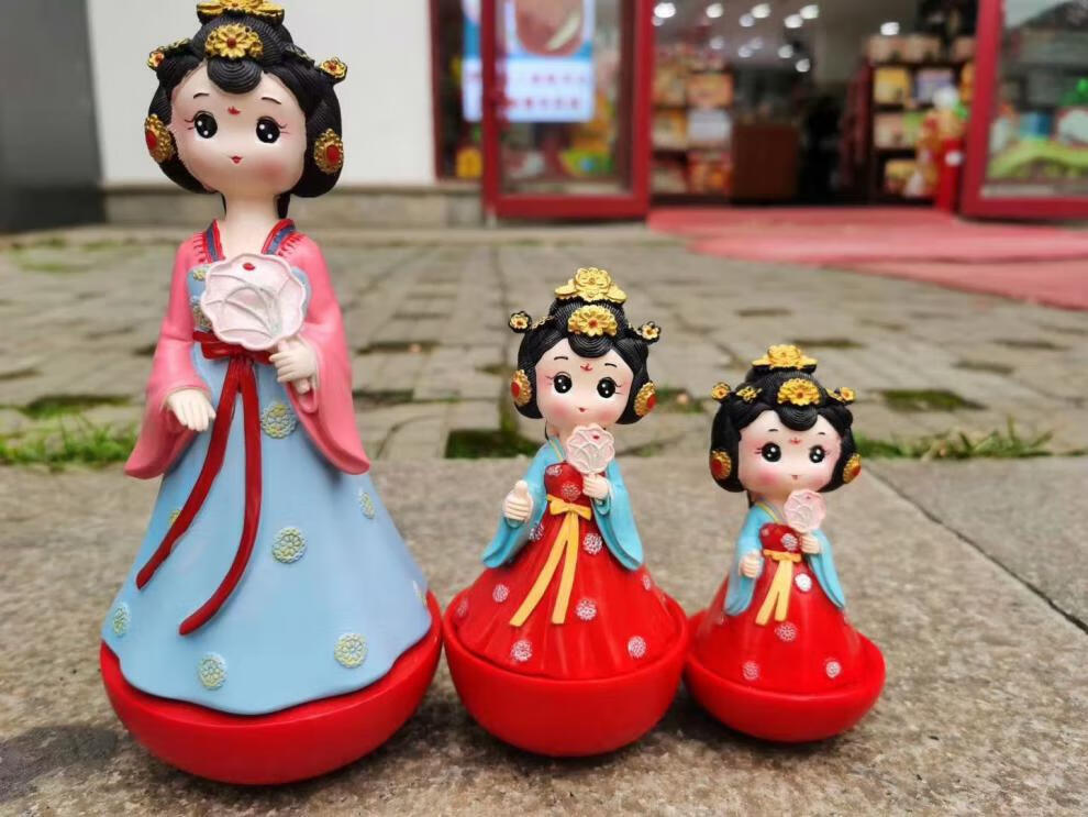 大唐小姐姐不倒翁西安大唐不夜城不倒翁小姐姐同款公仔可爱小摆件纪念