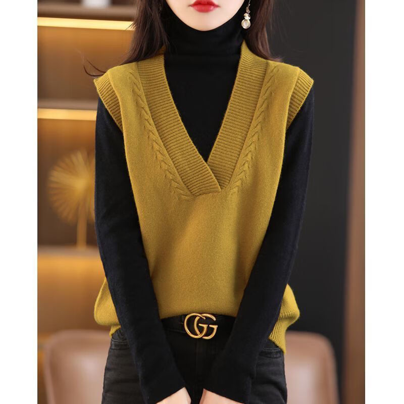 针织马甲女春季新款柔软细腻马甲背心针织女领绞花气质毛衣坎肩内外搭