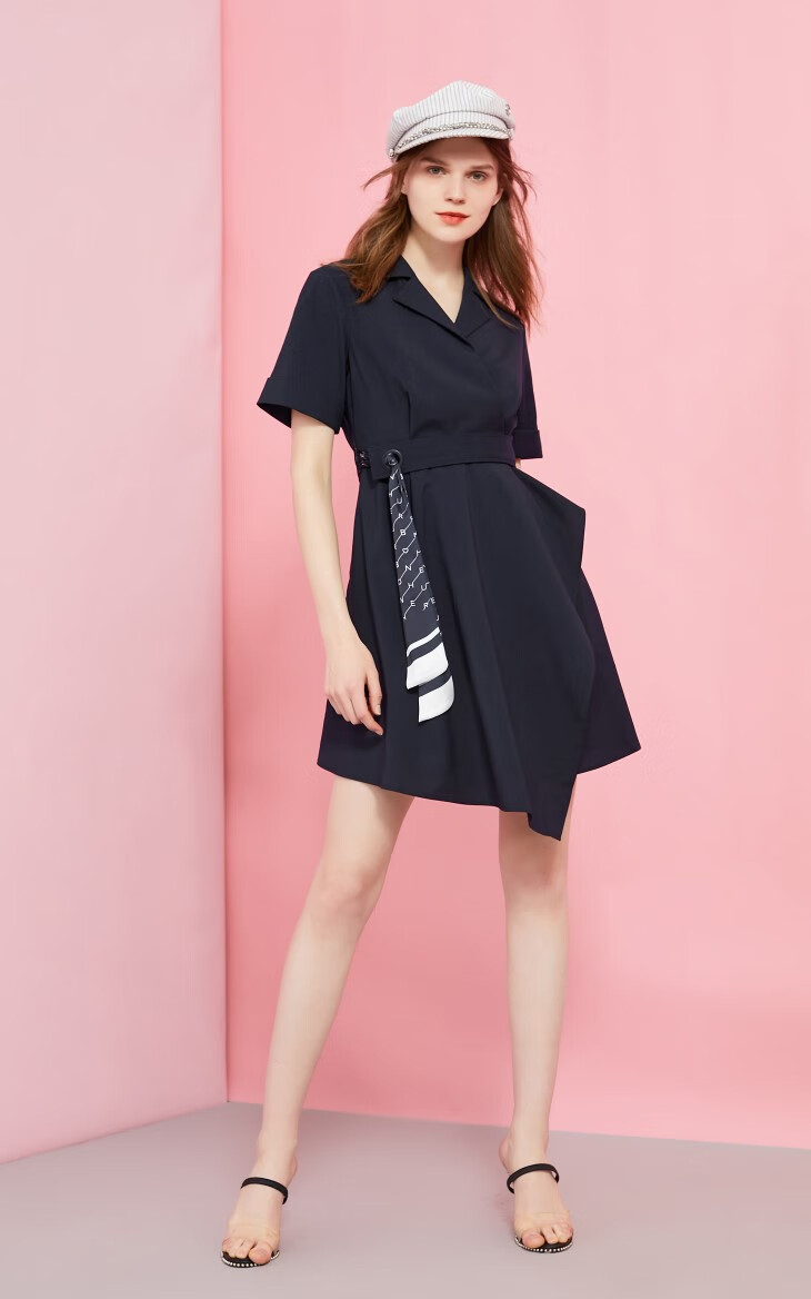 only2020夏季新款法式气质收腰系带连衣裙120207501 f16里约红rio red