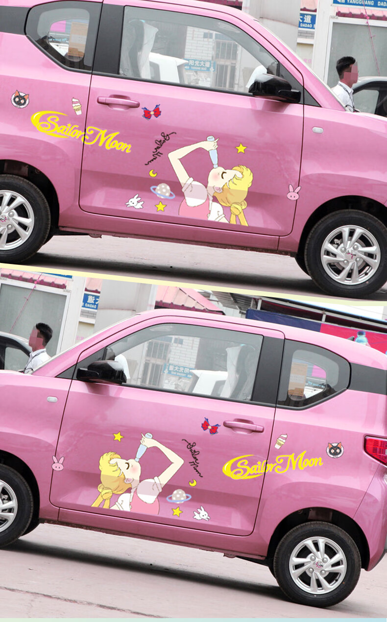 ev车贴 白咲花叮当猫美少女皮卡丘卡通汽车贴纸 叮当猫主驾 白swag