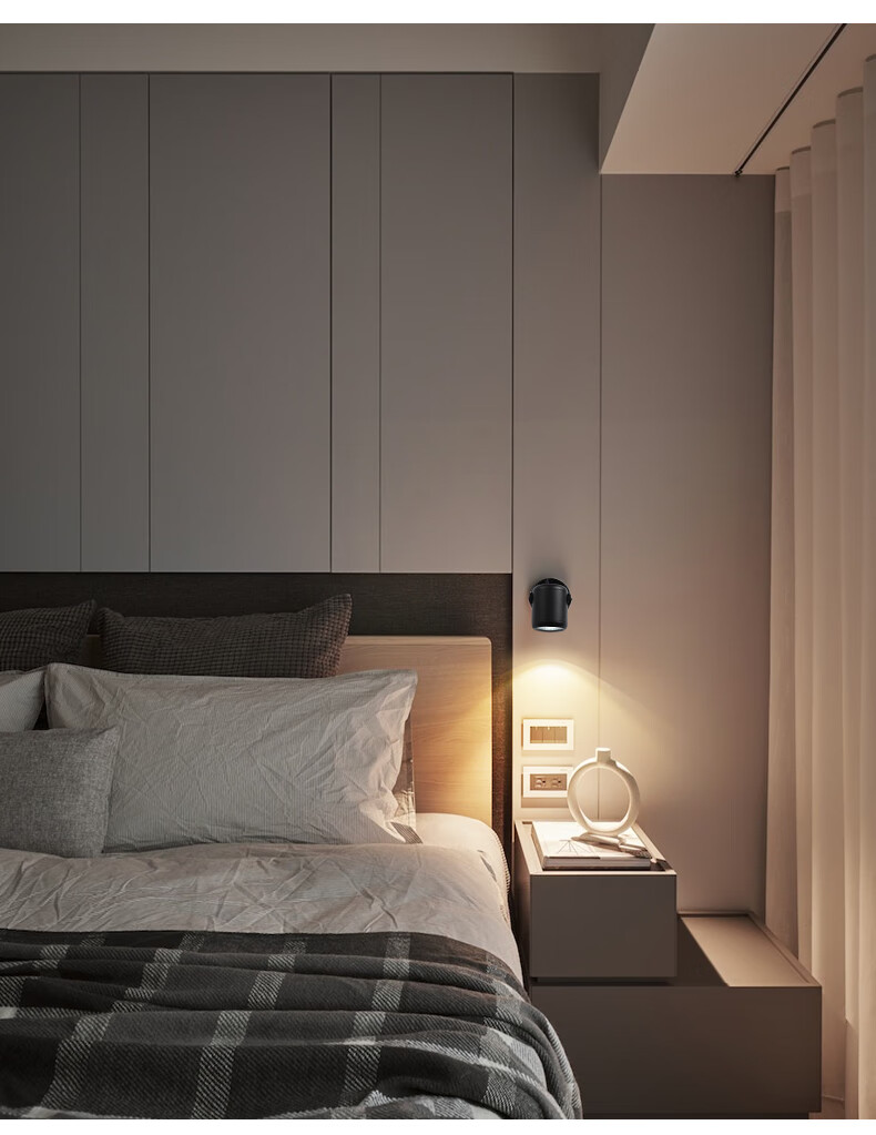 充电射灯家用免布线电池遥控可充电免走线无线射灯免接线免打孔 黑色