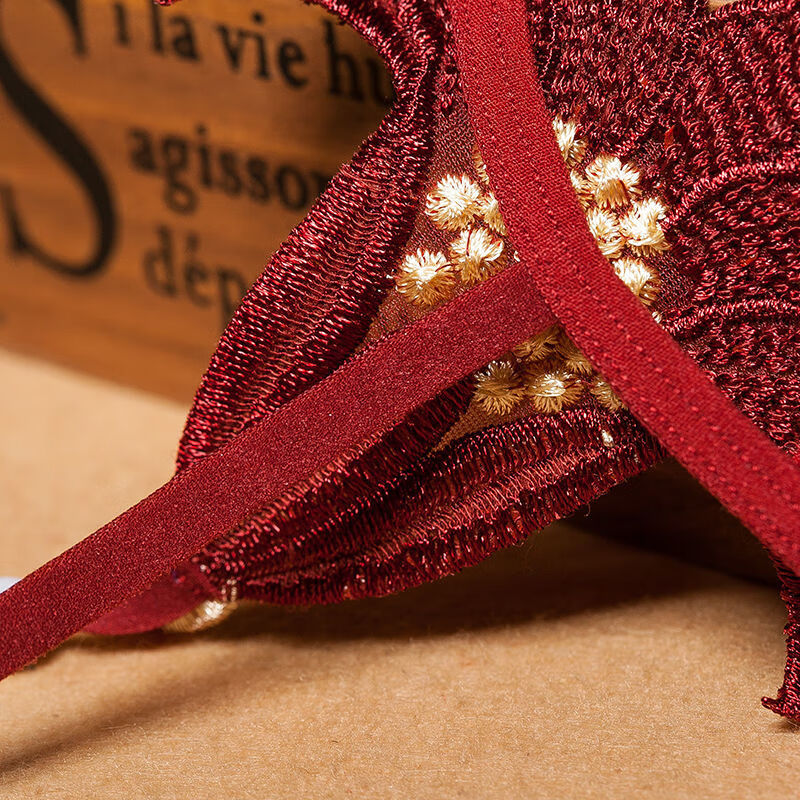 丁字裤勒裤阴内裤女性感丁字裤超小一根绳刺绣珍珠型裤低腰无痕镂空