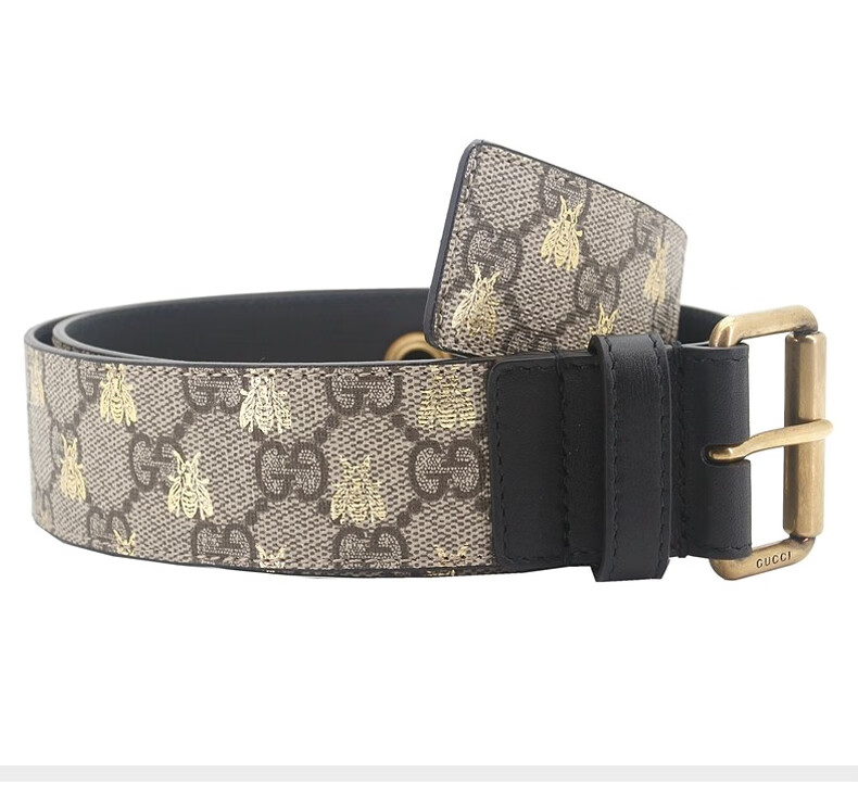 gucci 古驰男士皮带小蜜蜂板扣腰带皮带男 米色/乌木色 499661 9f26t