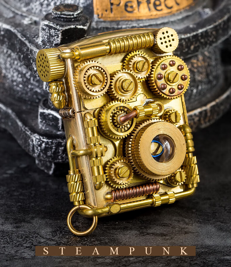 zippo打火机蒸汽朋克机械复兴11轮联动机械工艺盔甲朋克11轮套装