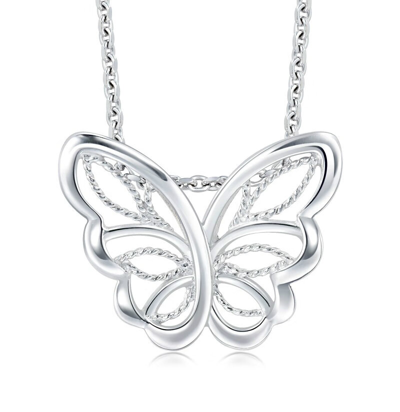 老鳯祥云同款铂金蝴蝶吊坠白金ins风