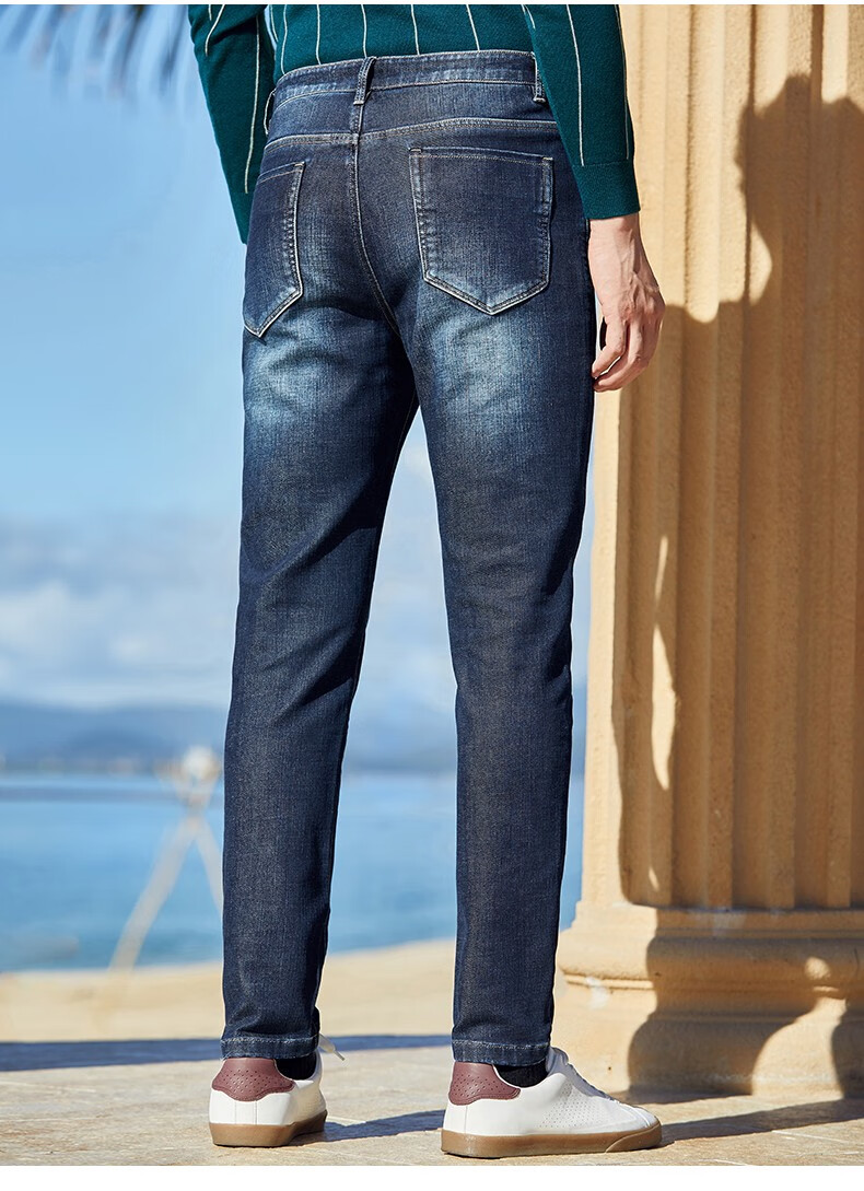 商场同款多仓发货百斯盾修身牛仔裤男秋冬新款青年时尚潮流磨白微弹抽