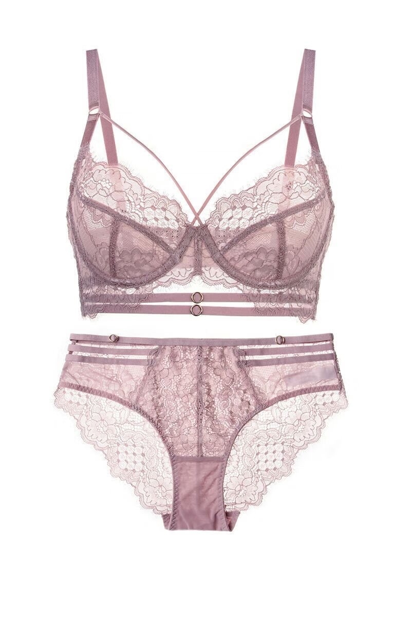 法国kj欧美透明大码杯性感超薄款文胸套装收副乳美背防下垂内衣女胸罩