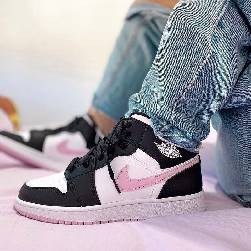 耐克nike air jordan1 mid中帮aj1乔1 2020情侣款男女篮球鞋 黄玫瑰