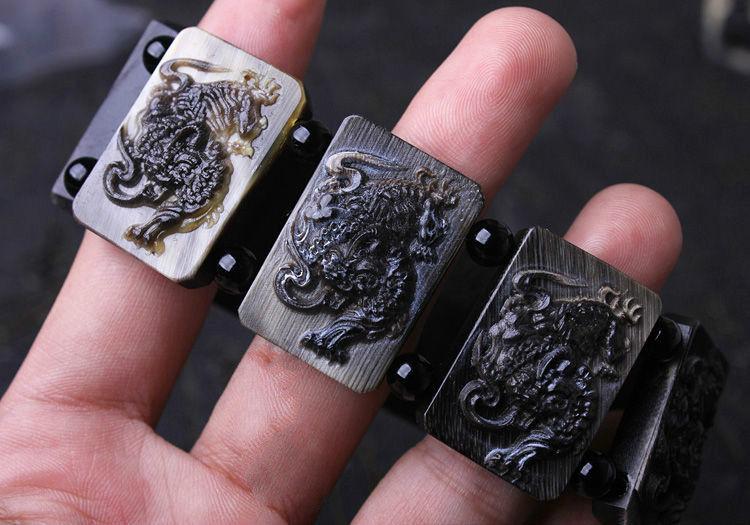 苛鱼 正宗保真黑驴蹄子手串 驴蹄手链 龙头手牌男女款 貔貅【图片