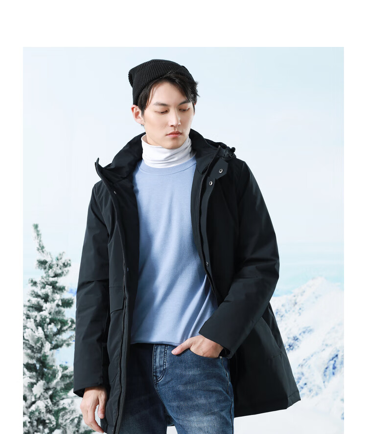 真维斯男装 冬季 潮流时尚化纤防风领口连帽间棉外套 浅蓝色2511 l