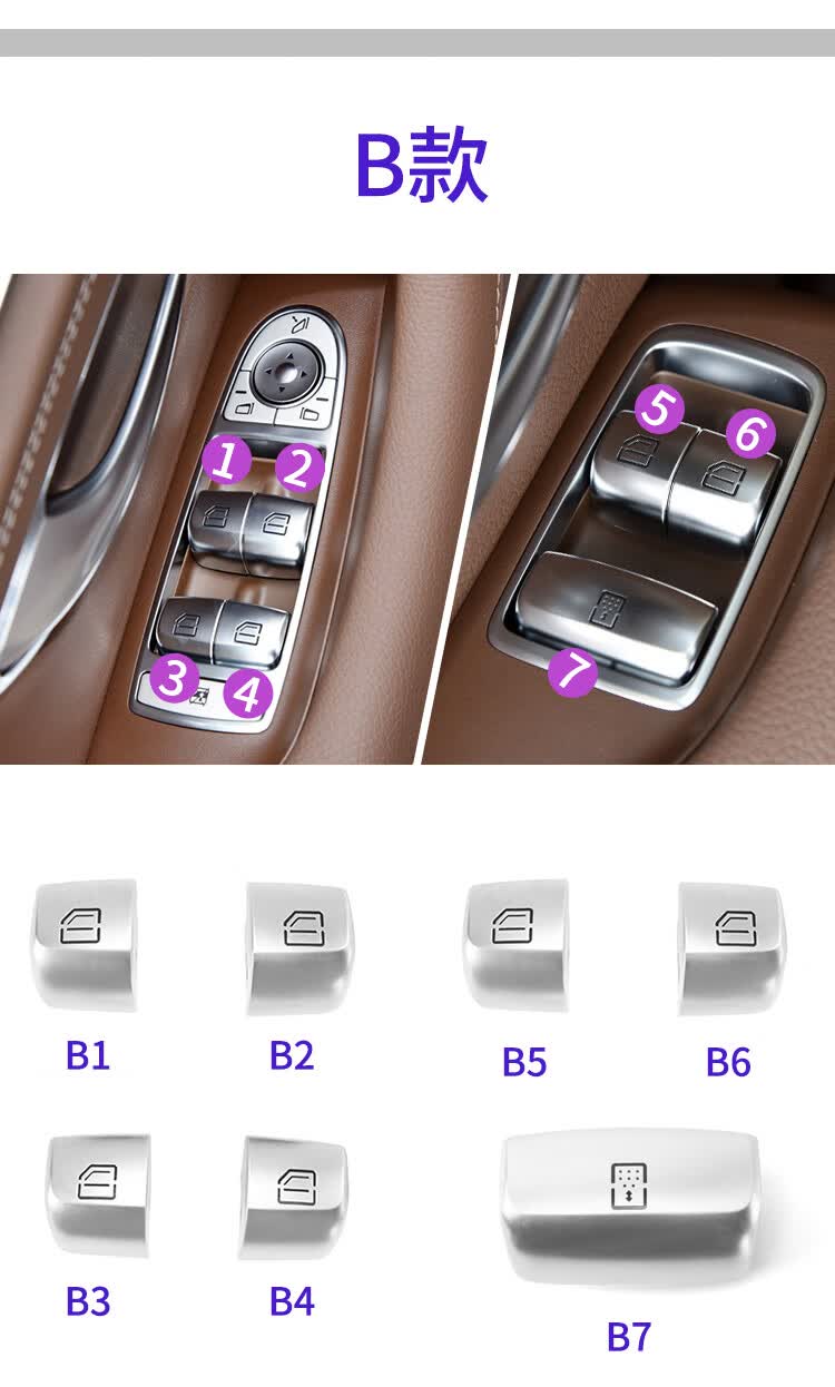 适用于奔驰e级e200e260e300e320l车窗玻璃升降器开关按键按钮b1按键