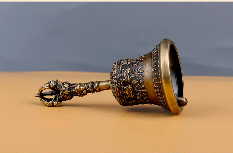 欧凯伦 藏传五股金刚铃杵密宗纯手工黄铜上师修法九股降魔杵精品 10cm