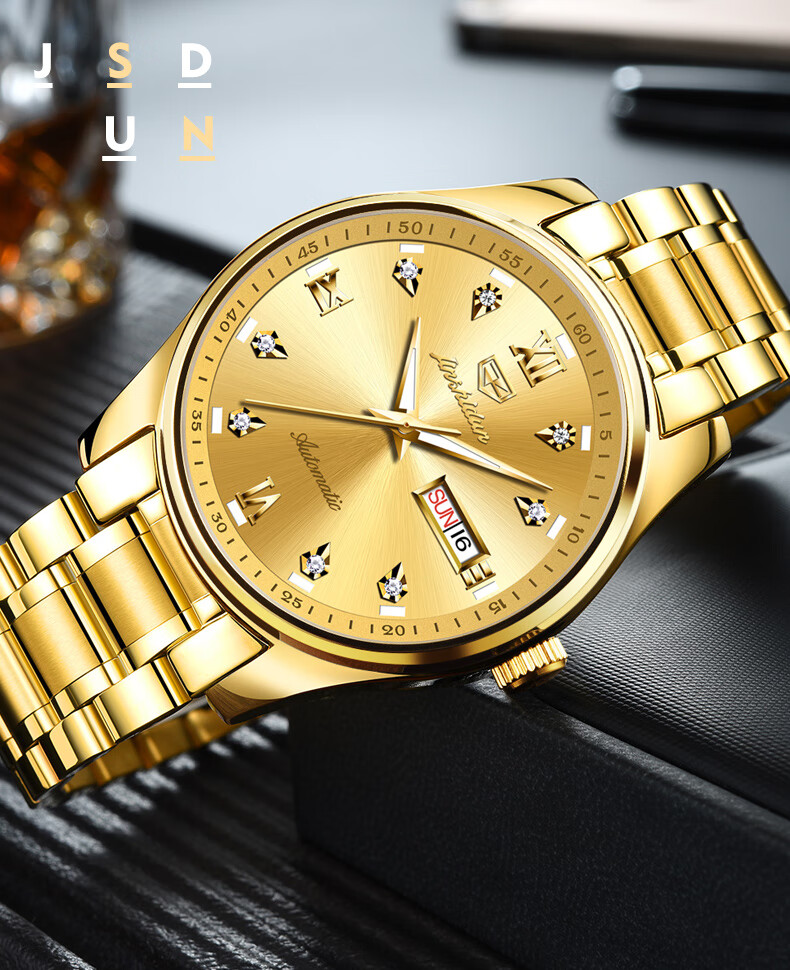 新年礼物金仕盾瑞士认证品牌手表男新款时尚日历男士手表简约气质全