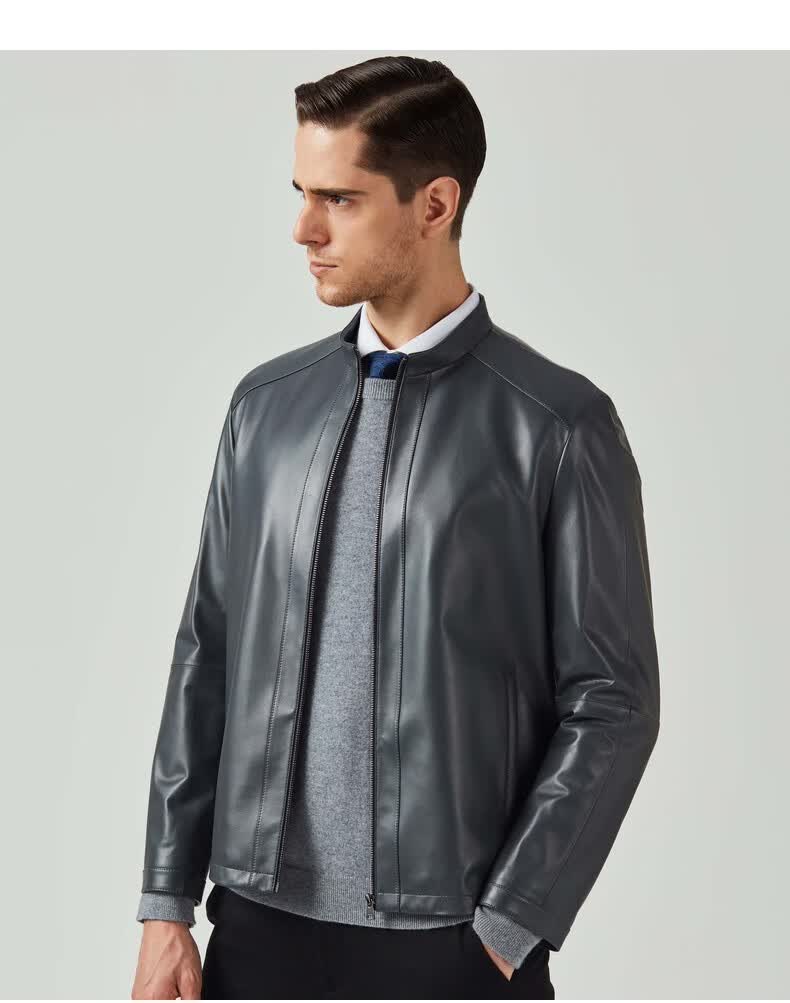 专柜同步款劲霸男装皮衣秋冬绵羊皮夹克外套专柜bplv3312hpl1334黑色