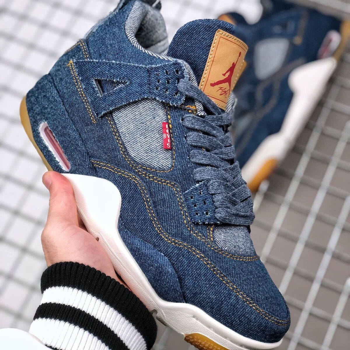 aj4 乔4李维思 鼎级品质 牛仔布 蓝配色 篮球鞋莆田莆田 宝蓝色 36.