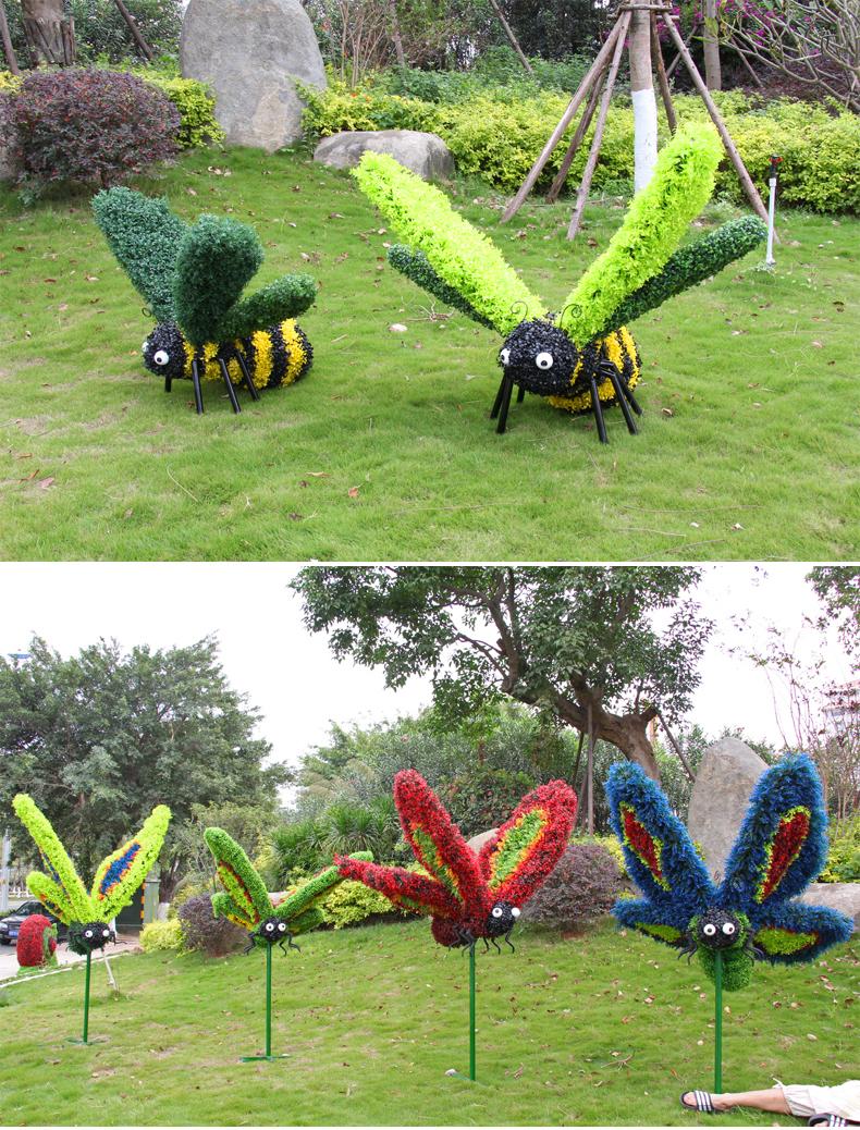 悦吉祥仿真绿雕植物雕塑园林摆件景观雕塑大型景观摆件仿真蜜蜂蝴蝶绿