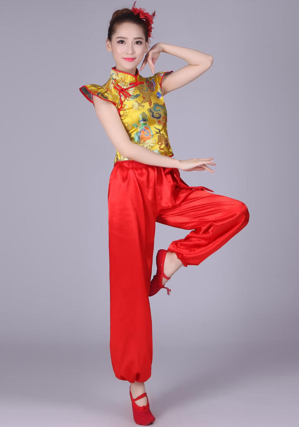 【扭秧歌服装】新款打鼓服演出服男女腰鼓服中国风秧歌服中老年套装