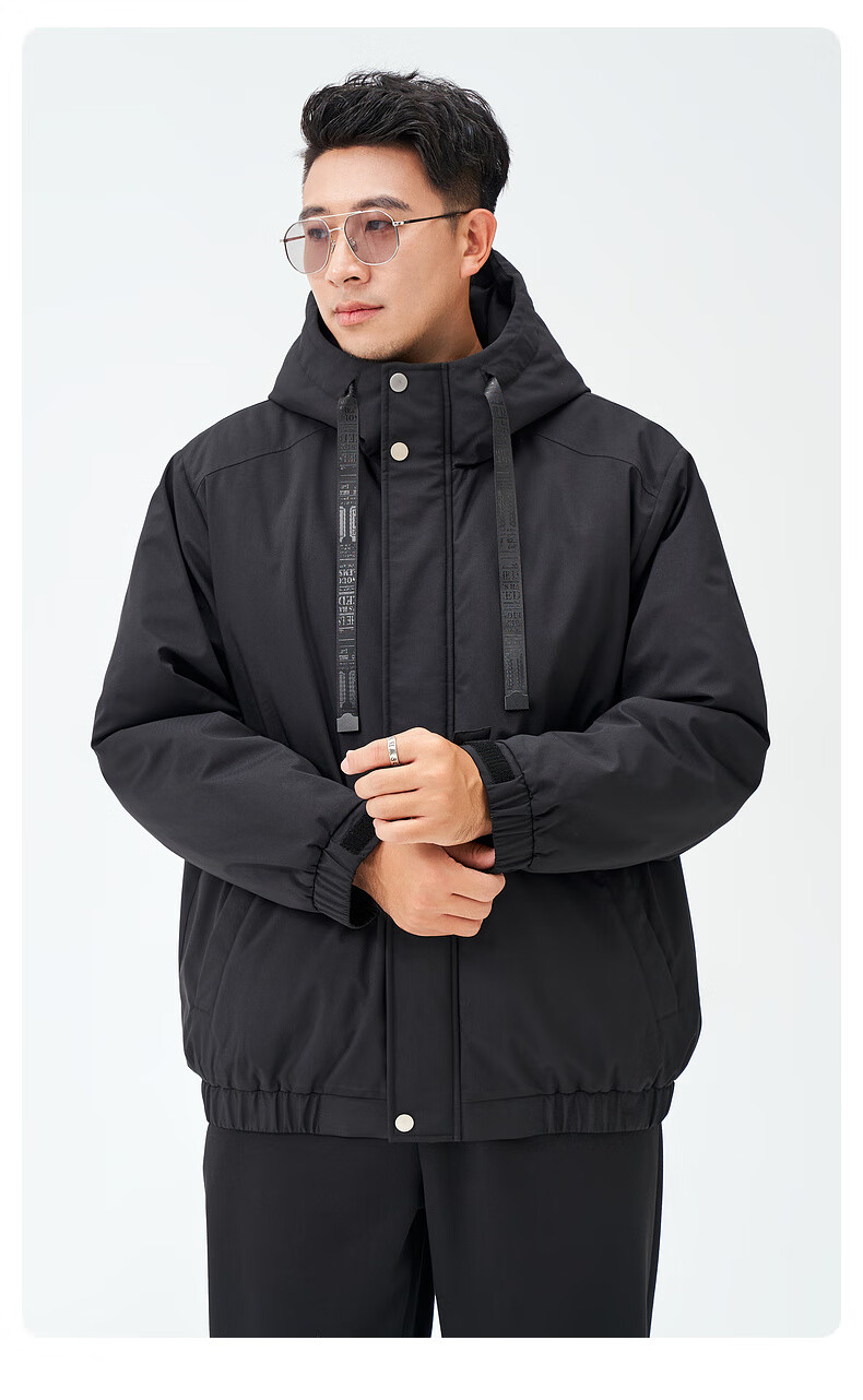 半墨大码男装短款棉服连帽冬季新款三防保暖胖子男士棉衣外套宽松胖子