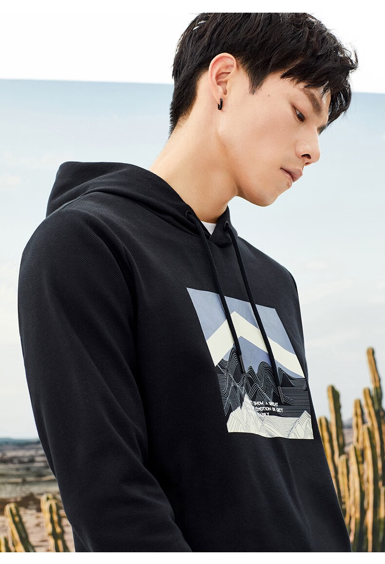 商场同款安踏连帽卫衣男2021春季新款潮流图案男士针织外套上衣