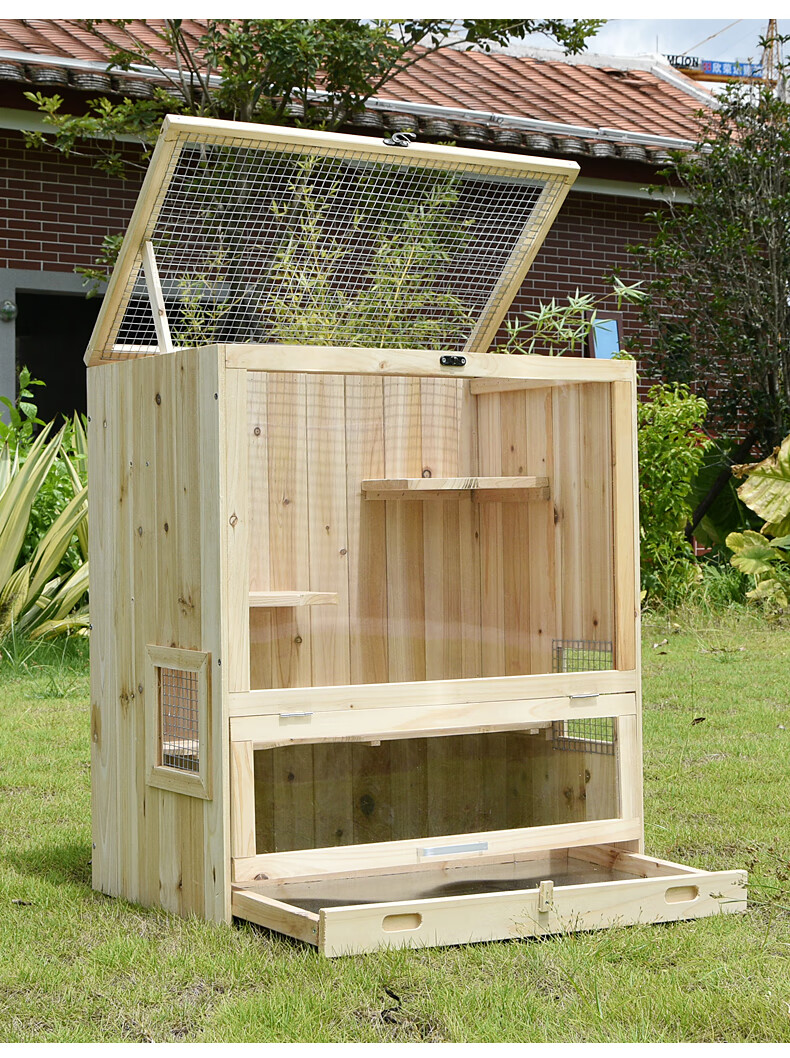 龙猫笼全实木杉木天然别墅家用宠物柜子底盘抽屉冬暖夏凉攀爬饲养 mu2