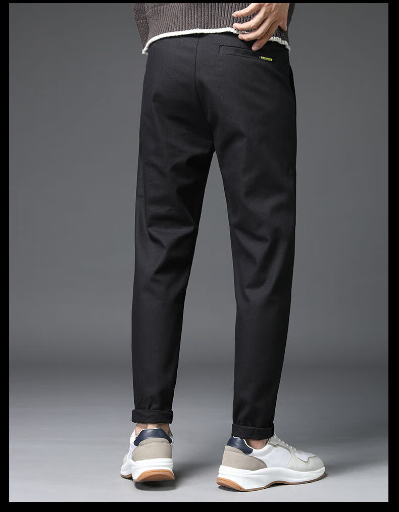 稻草人旗舰官方店高档品质秋冬季全棉休闲裤男宽松直筒青少年松紧腰