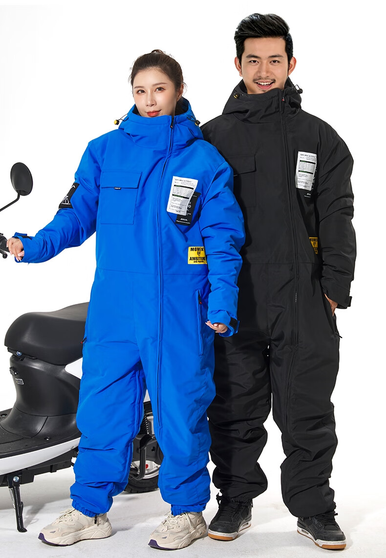 骑车防寒服防雨骑行服女士冬季踏板电动车连体加厚两穿女款防风