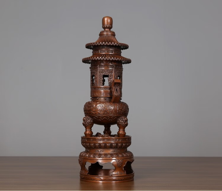铜欣祥 纯铜香炉摆件熏香炉《故宫宝鼎》塔炉香薰炉办公室家居装饰品